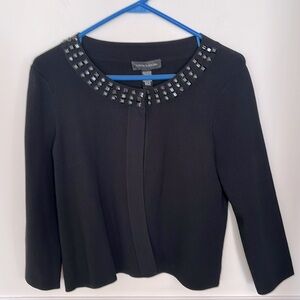 Cable & Gauge Black Sequined Embellished Cardigan Sweater M Knit Two Top Snaps